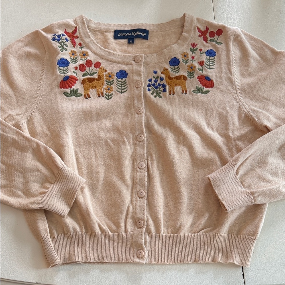 Princess Highway Girl’s Embroidered Bella alpaca llama Sweater